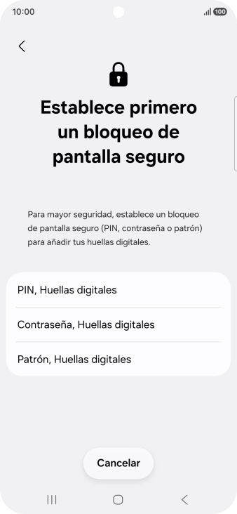Pulsa el código de seguridad deseado y sigue las indicaciones de la pantalla para crear un código de seguridad del teléfono adicional.
