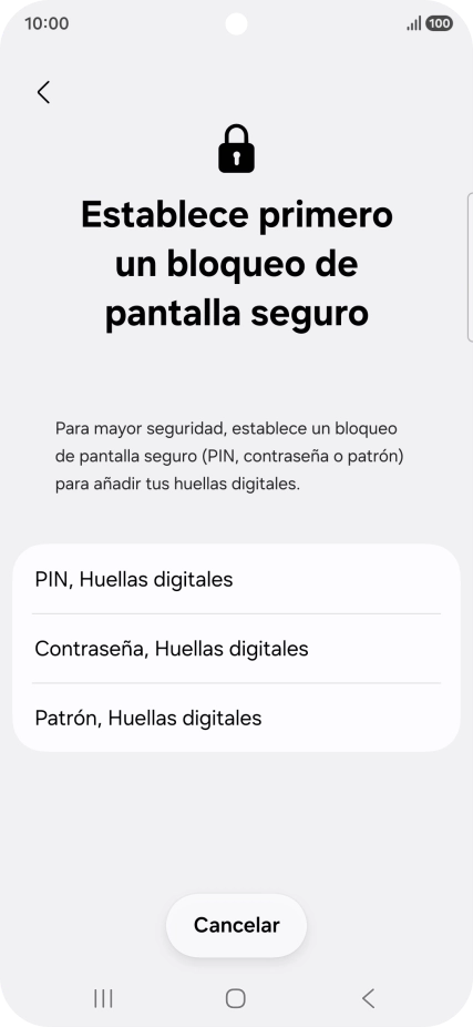Pulsa el código de seguridad deseado y sigue las indicaciones de la pantalla para crear un código de seguridad del teléfono adicional.