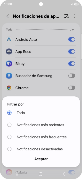 Pulsa el ajuste deseado.