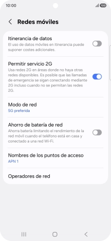 Pulsa Modo de red.