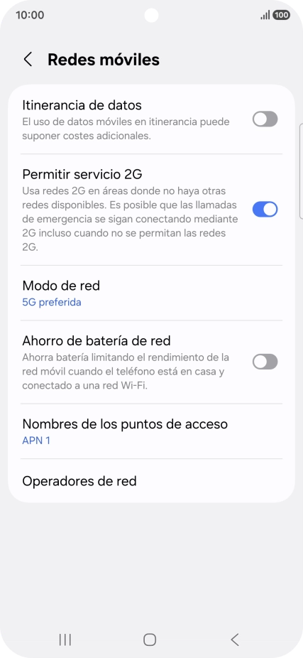 Pulsa Modo de red.