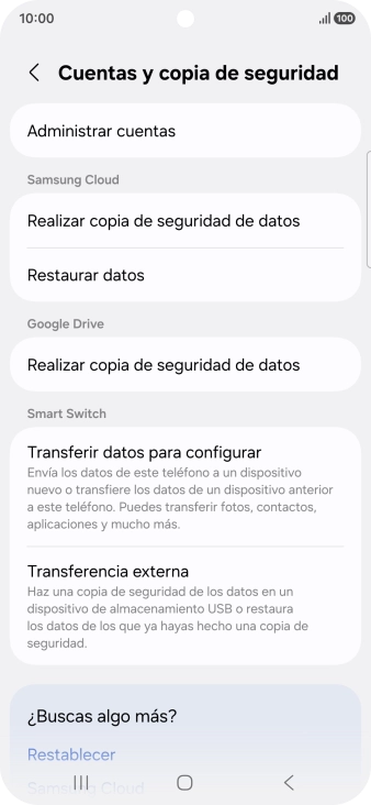 Pulsa Administrar cuentas.