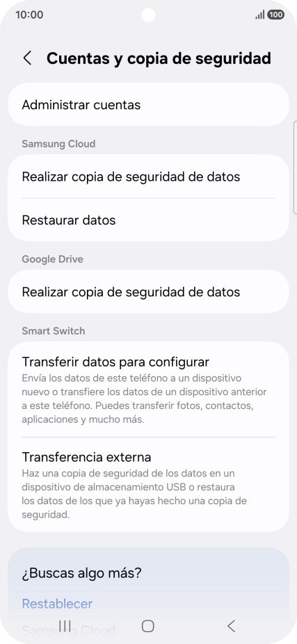 Pulsa Administrar cuentas.