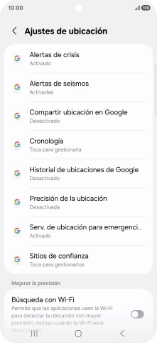Pulsa Precisión de la ubicación.