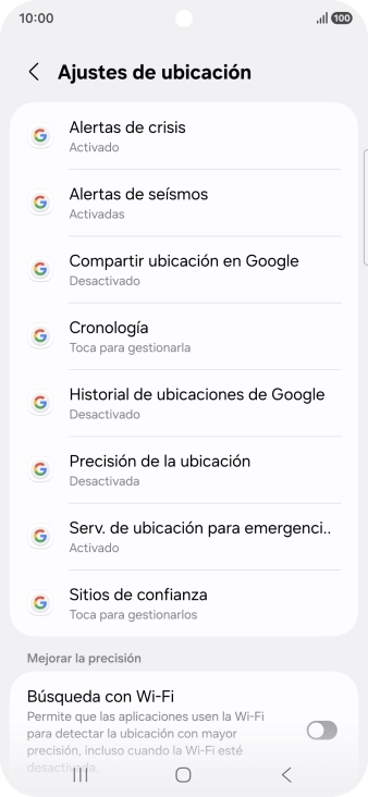 Pulsa Precisión de la ubicación.