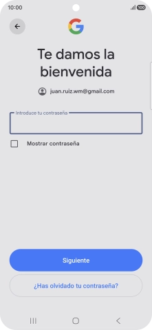 Pulsa Introduce tu contraseña e introduce la contraseña de tu cuenta de Google.