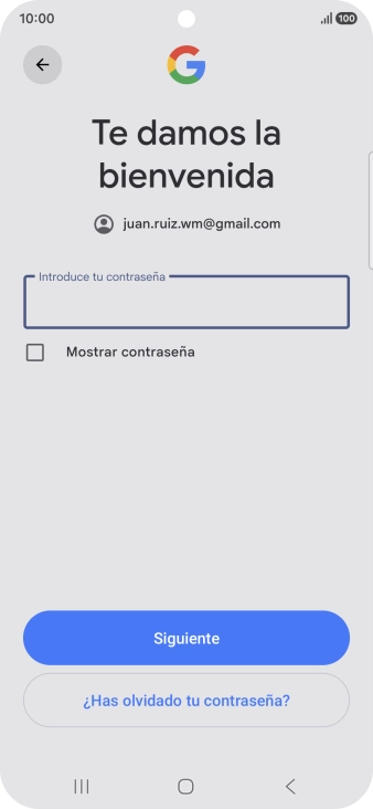 Pulsa Introduce tu contraseña e introduce la contraseña de tu cuenta de Google.