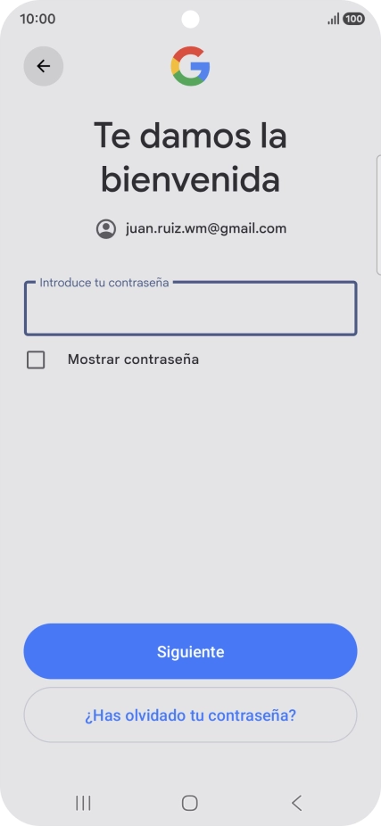 Pulsa Introduce tu contraseña e introduce la contraseña de tu cuenta de Google.