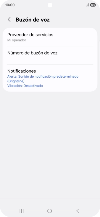 Pulsa Número de buzón de voz.