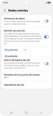 Pulsa el tipo de red deseado.