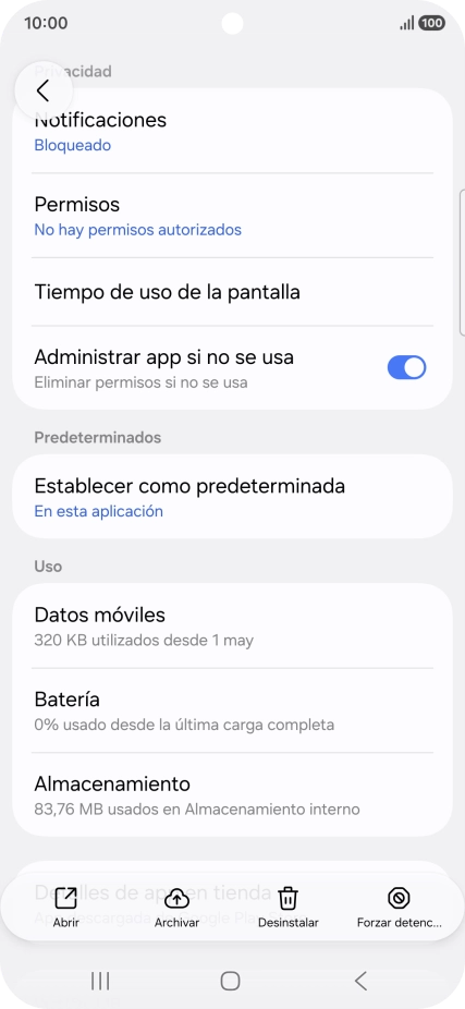 Pulsa Almacenamiento.