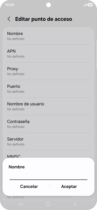 Introduce Vodafone Internet y pulsa Aceptar.