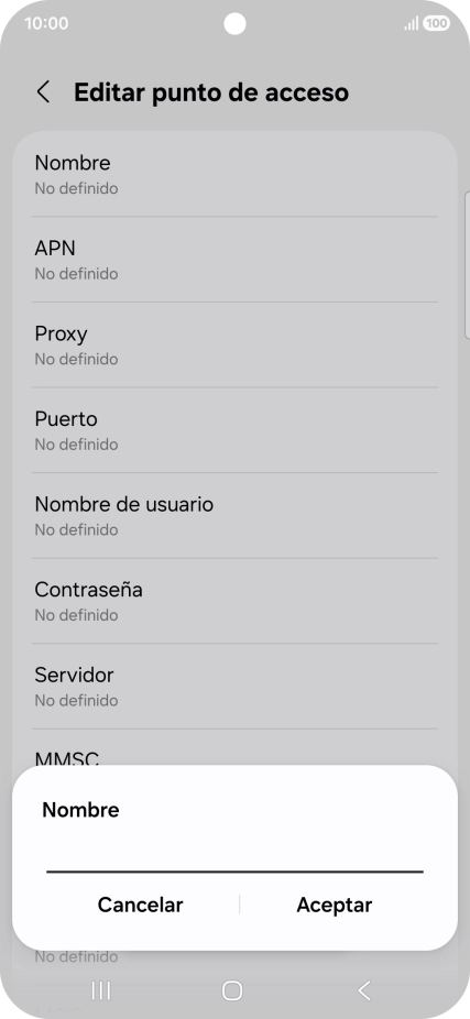 Introduce Vodafone Internet y pulsa Aceptar.