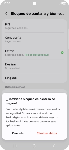 Pulsa Eliminar datos.