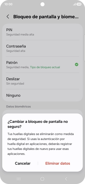 Pulsa Eliminar datos.