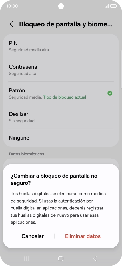 Pulsa Eliminar datos.