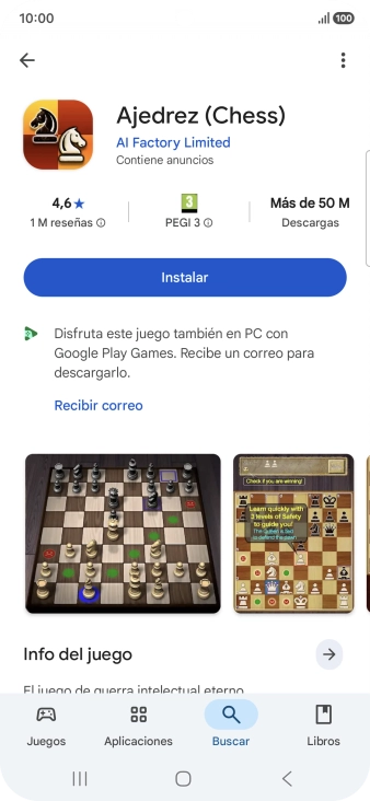 Pulsa Instalar y sigue las indicaciones de la pantalla para instalar la app.