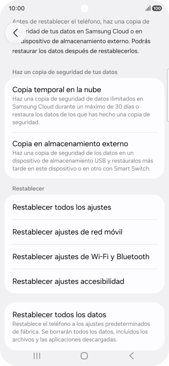 Pulsa Restablecer ajustes de red móvil.