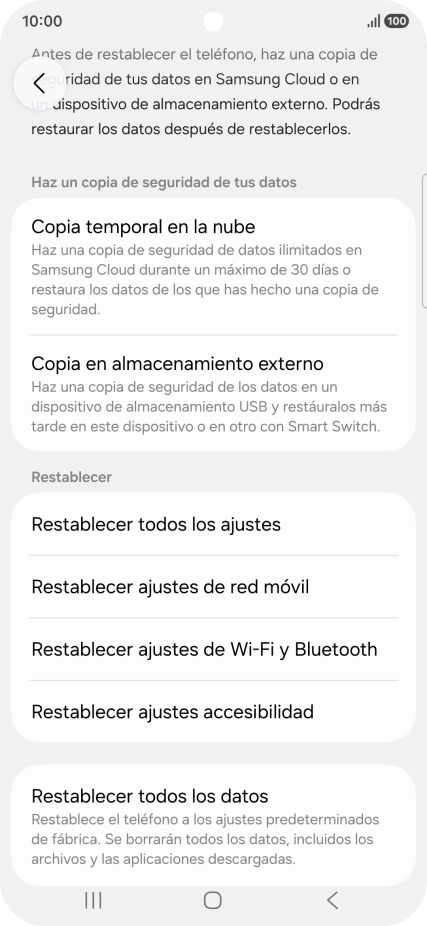 Pulsa Restablecer ajustes de red móvil.