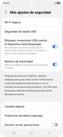 Pulsa Seguridad de tarjeta SIM.