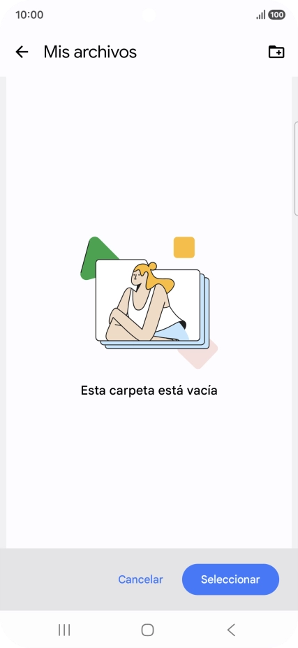 Si deseas crear una nueva carpeta, pulsa el icono de nueva carpeta y sigue las indicaciones de la pantalla para crearla.