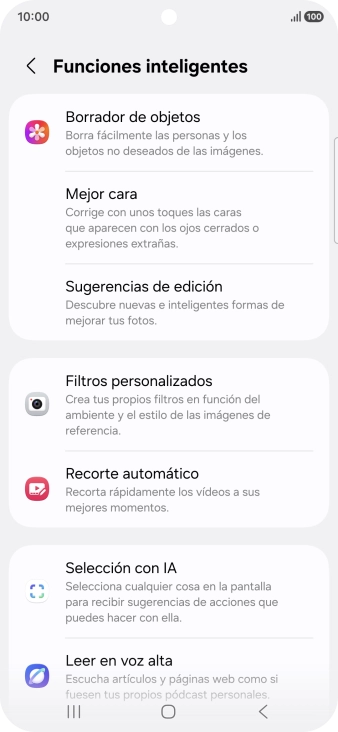 En la pantalla aparecen ahora más ejemplos de cómo puedes utilizar Galaxy AI.