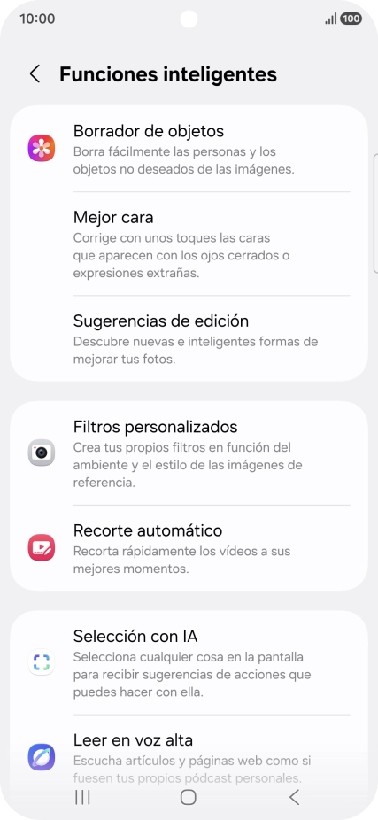 En la pantalla aparecen ahora más ejemplos de cómo puedes utilizar Galaxy AI.