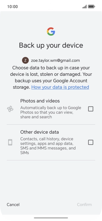 Press the fields next to the required data types to select them.