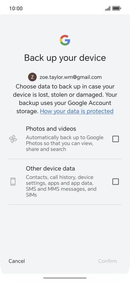 Press the fields next to the required data types to select them.