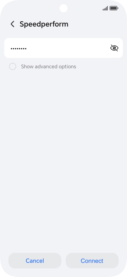 Key in the password for the Wi-Fi network and press Connect.