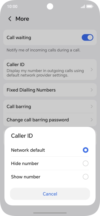 Press Show number to turn on caller identification.