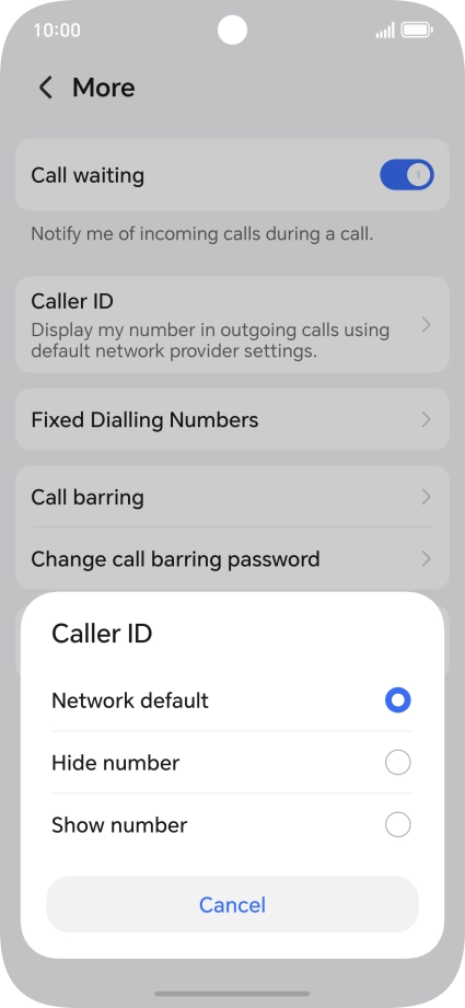 Press Show number to turn on caller identification.