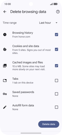 Press the fields next to the required data types.