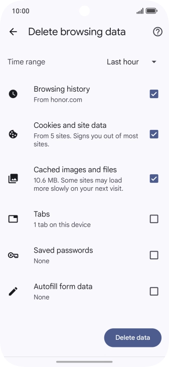 Press the fields next to the required data types.