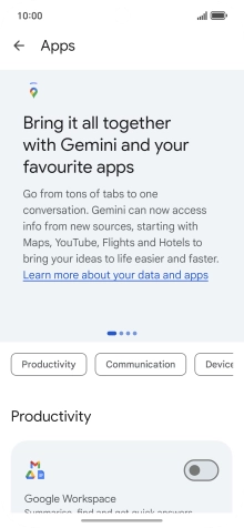 Press the indicator next to the required extension to turn on the function.