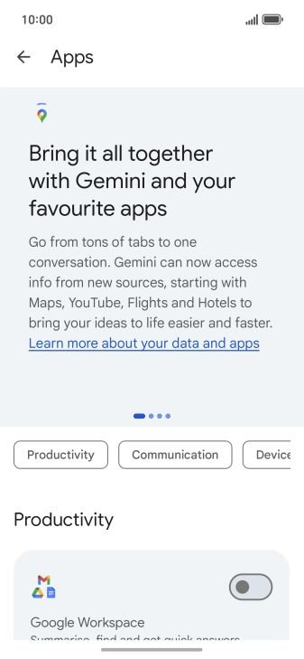 Press the indicator next to the required extension to turn on the function.