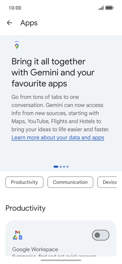 Press the indicator next to the required extension to turn on the function.