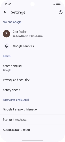 Press Privacy and security.