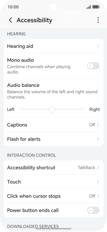 Press the required setting below 