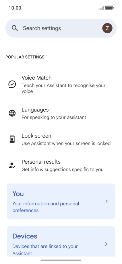 Press Voice Match and follow the instructions on the screen to turn automatic activation of Google Assistant on or off.