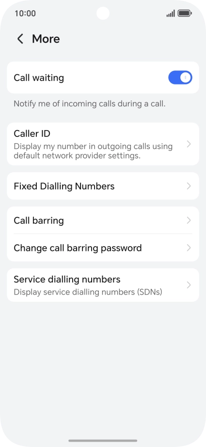 Press Fixed Dialling Numbers.