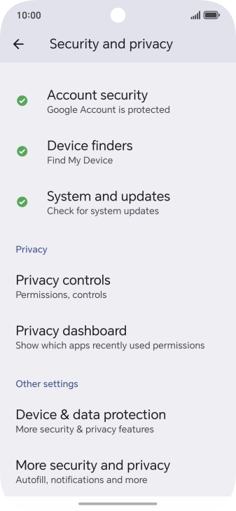 Press More security and privacy.