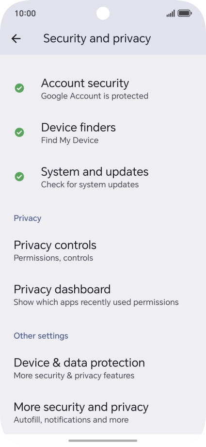 Press More security and privacy.
