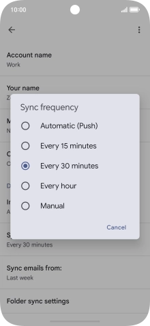 Press the required setting.
