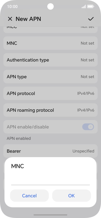 Key in 15 and press OK.