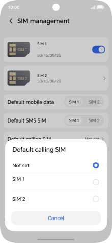 Press the required setting.