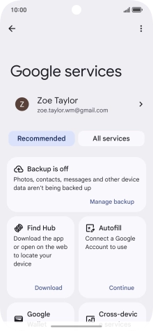 Press Manage backup.