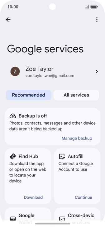 Press Manage backup.