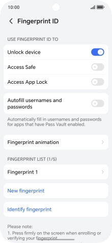 Press the required settings.