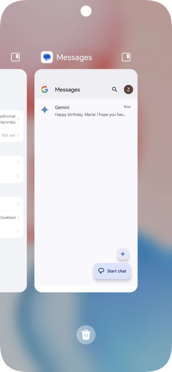 To end one running application, slide your finger upwards on the required application.